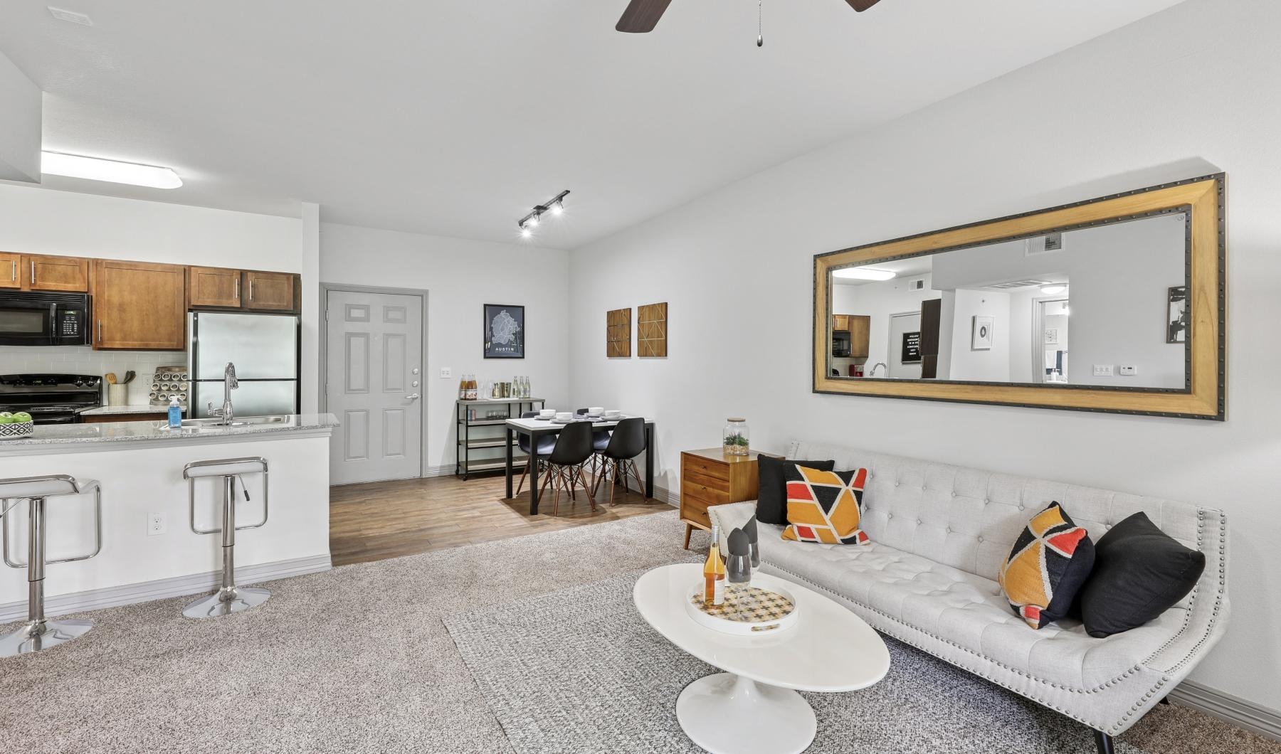 Beautiful bedrooms to fit every need a living room with a white couch